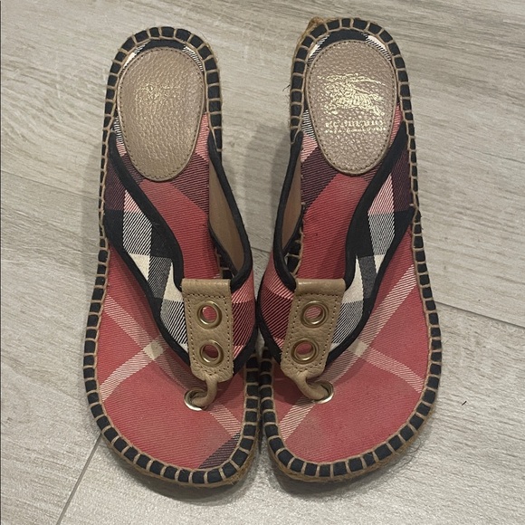 Burberry Red and Tan Plaid Espadrilles - Picture 1 of 8